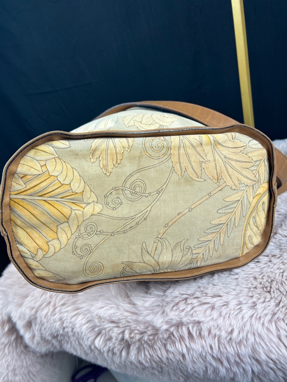Salvatore Ferragamo Botanical Canvas Leather Tote Bag P21 3213 - Vintage 90’s - Picture 6 of 13